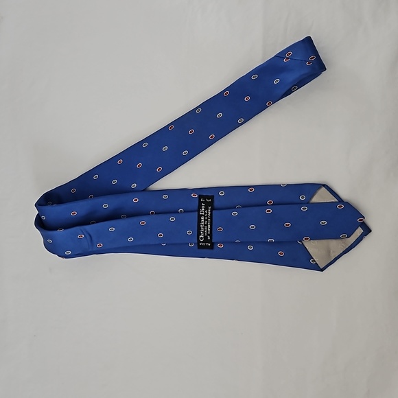 Christan Dior Blue Print Silk Neck Tie - Picture 9 of 9